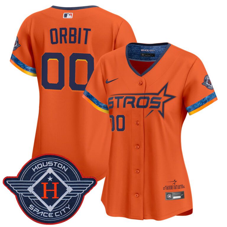 Women Houston Astros Custom orange 2025 City Connect Vapor Limited Stitched Jersey.